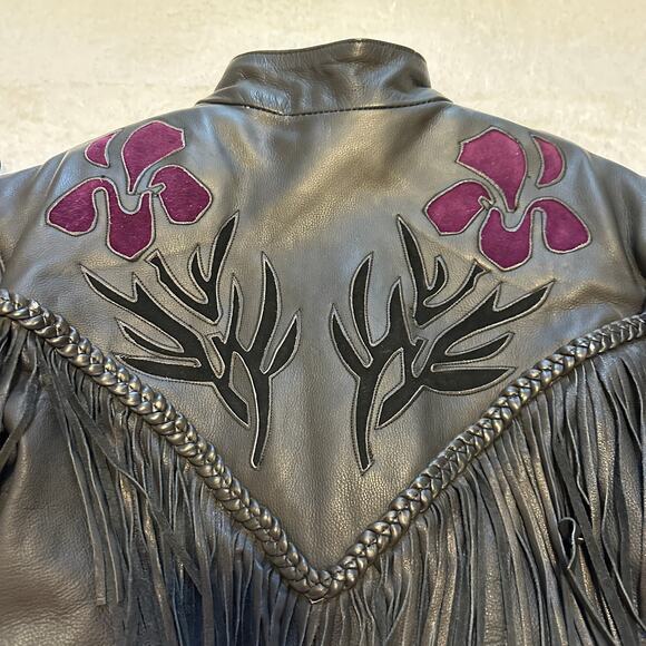 Highway One Leather Fringe Jacket M Retro Western Festival Biker - Picture 6 of 16